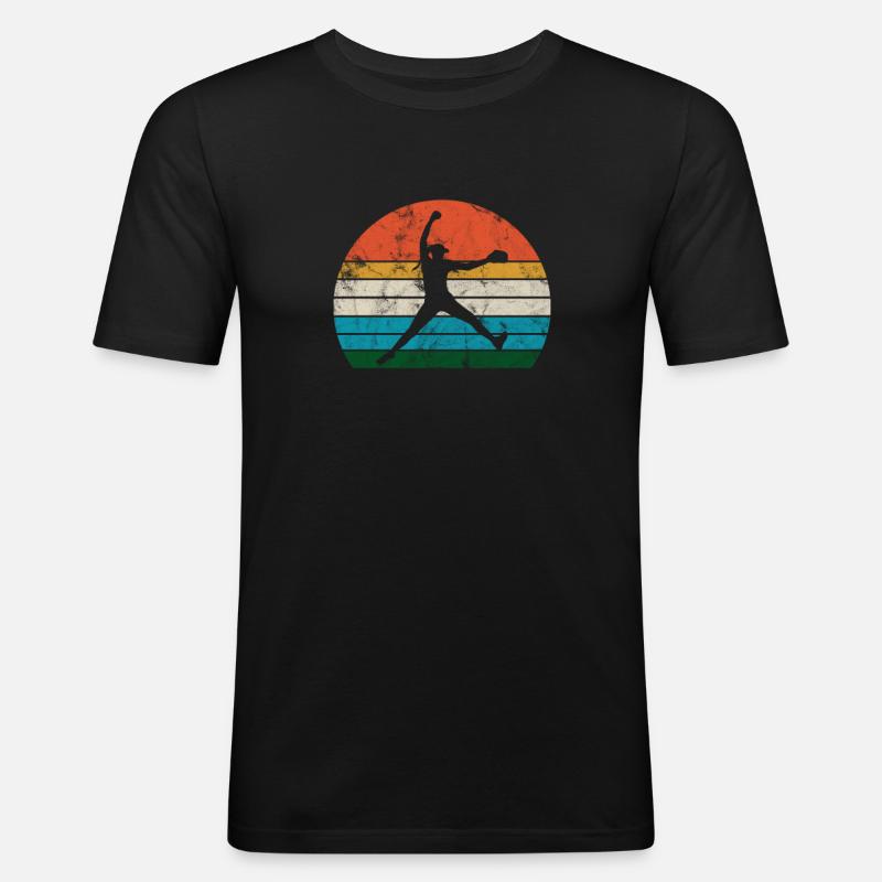 Softball - Männer Slim Fit T-Shirt - Schwarz
