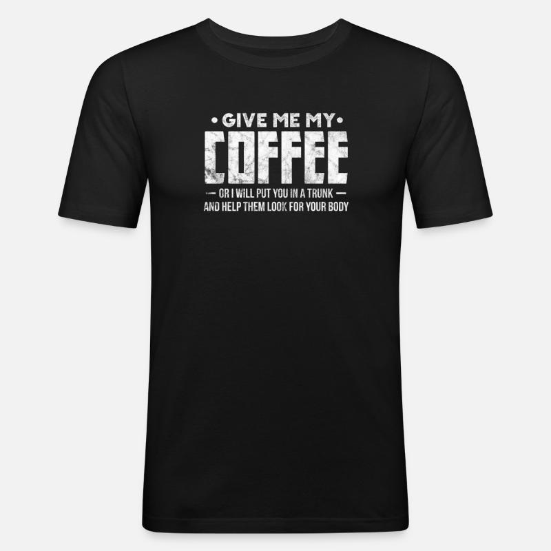 Kaffee - Männer Slim Fit T-Shirt - Schwarz
