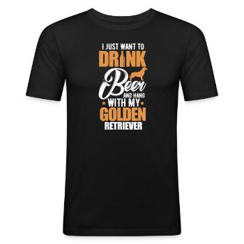 Golden Retrievers - Men's Slim Fit T-Shirt - black - Front - Nik (191cm)
