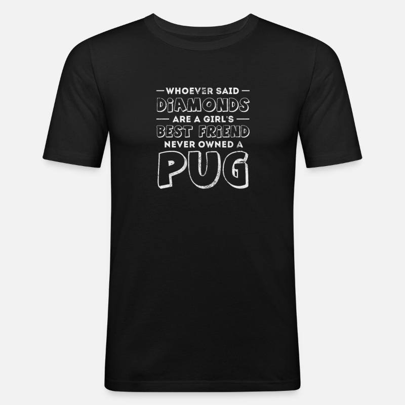 Mops - Männer Slim Fit T-Shirt - Schwarz