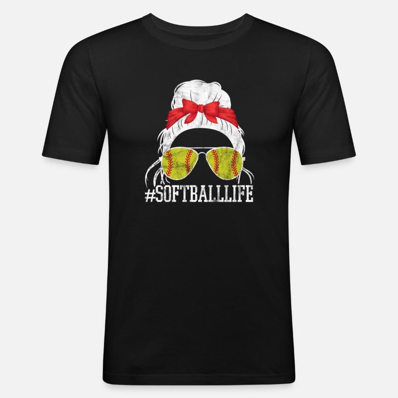 Softball - Männer Slim Fit T-Shirt - Schwarz