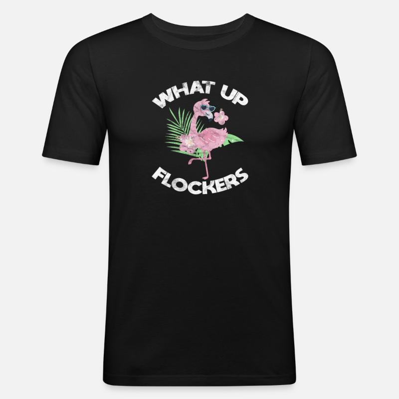 Flamingo - Männer Slim Fit T-Shirt - Schwarz