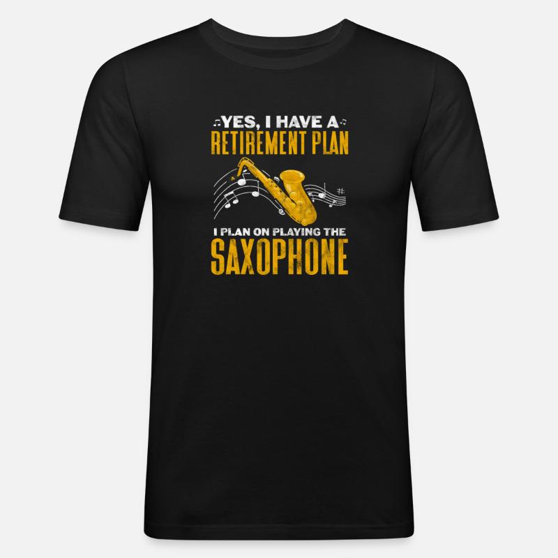 Ruhestand Saxophone - Männer Slim Fit T-Shirt - Schwarz