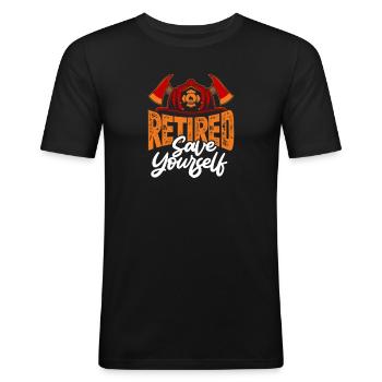 Ruhestand Feuerwehr Rente Rentner Pension Geschenk - Männer Slim Fit T-Shirt - Schwarz - Vorne - Nik (191cm)
