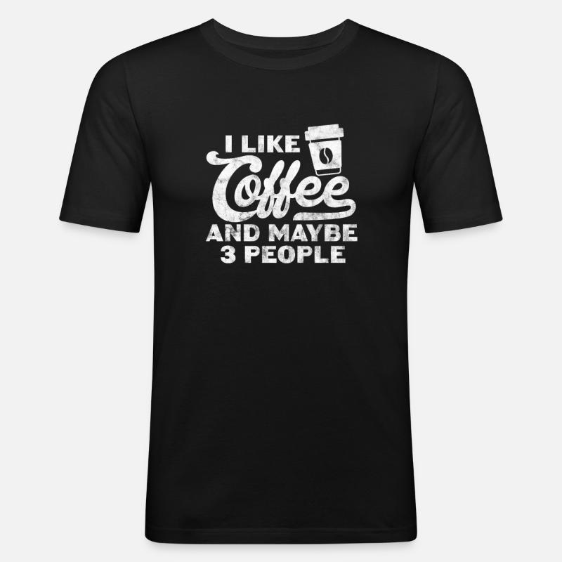 Kaffee - Männer Slim Fit T-Shirt - Schwarz