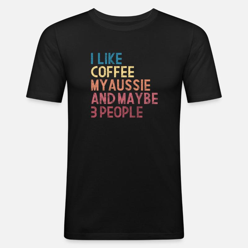 Kaffee Aussie - Männer Slim Fit T-Shirt - Schwarz