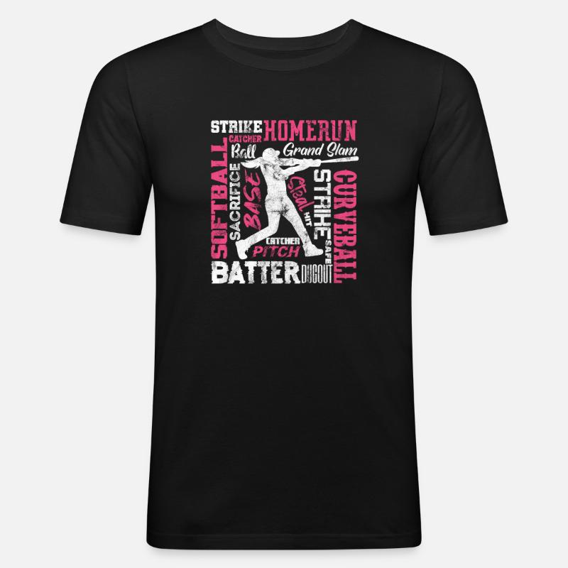 Softball - Männer Slim Fit T-Shirt - Schwarz