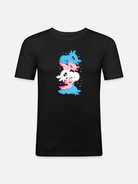 Axolotl - Männer Slim Fit T-Shirt - Schwarz