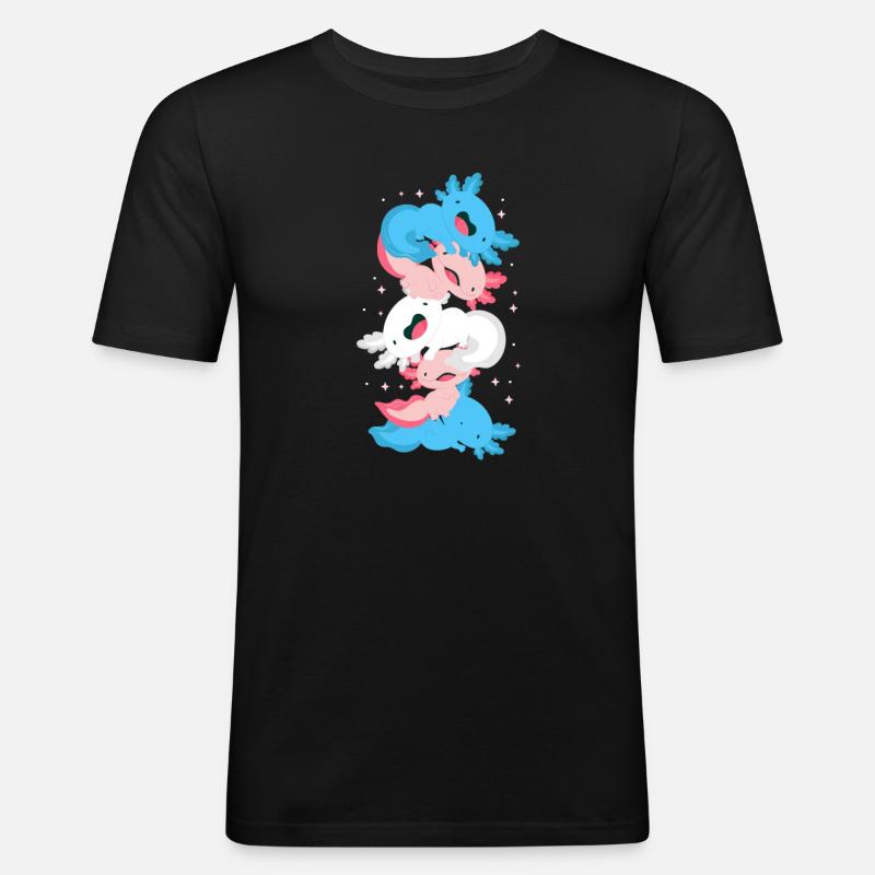 Axolotl - Männer Slim Fit T-Shirt - Schwarz