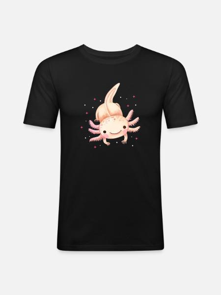 Axolotl - Männer Slim Fit T-Shirt - Schwarz