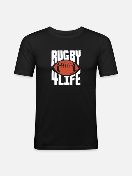 Rugby - Männer Slim Fit T-Shirt - Schwarz