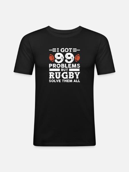 Rugby - Männer Slim Fit T-Shirt - Schwarz