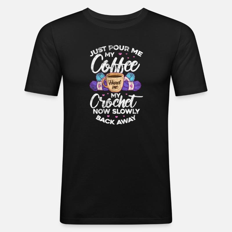 Kaffee Nähen - Männer Slim Fit T-Shirt - Schwarz