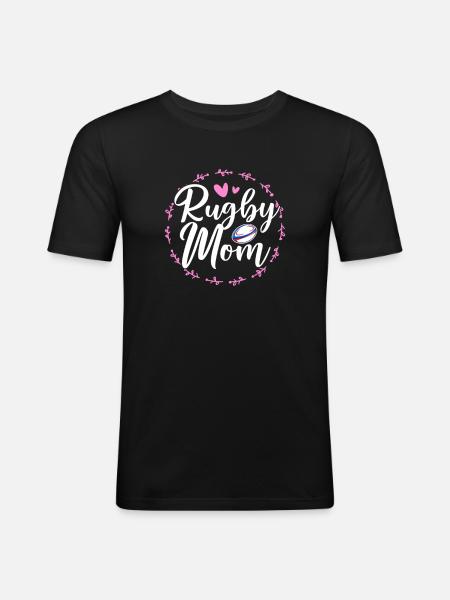 Rugby Mutter - Männer Slim Fit T-Shirt - Schwarz