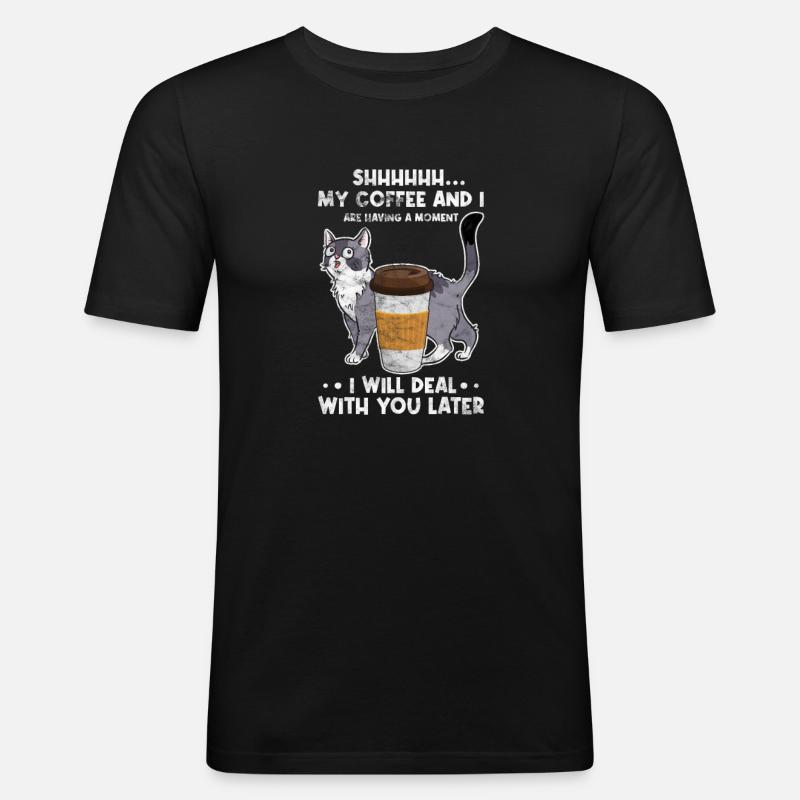 Kaffee - Männer Slim Fit T-Shirt - Schwarz