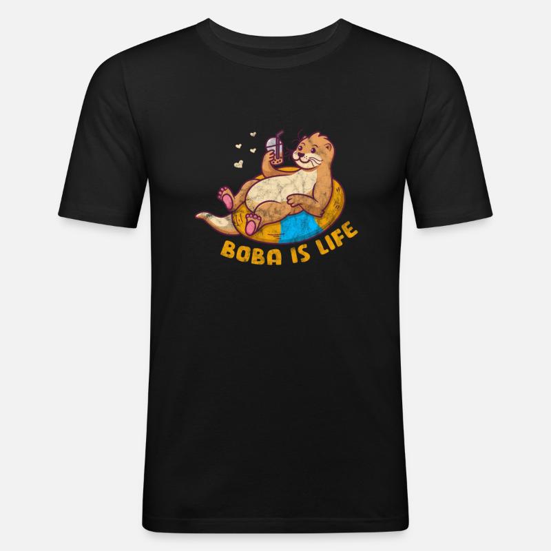 Otter - Männer Slim Fit T-Shirt - Schwarz