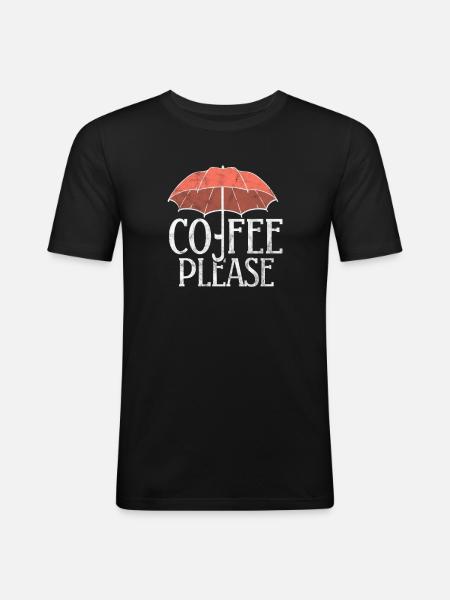 Kaffee - Männer Slim Fit T-Shirt - Schwarz
