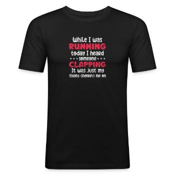 Running Runner Jogging Jogging Runner Gift - Men's Slim Fit T-Shirt - black - Front - Nik (191cm)