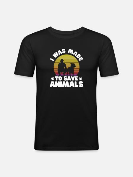 Tierrettung - Männer Slim Fit T-Shirt - Schwarz