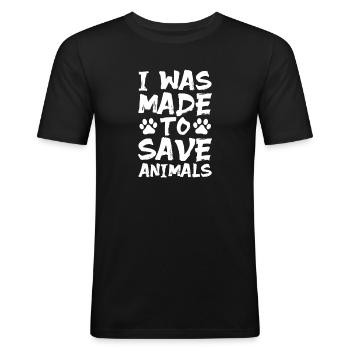 Sauvetage d’animaux - T-shirt près du corps Homme - noir - Devant - Nik (191cm)