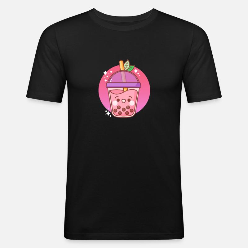 Bubble Tea - Männer Slim Fit T-Shirt - Schwarz