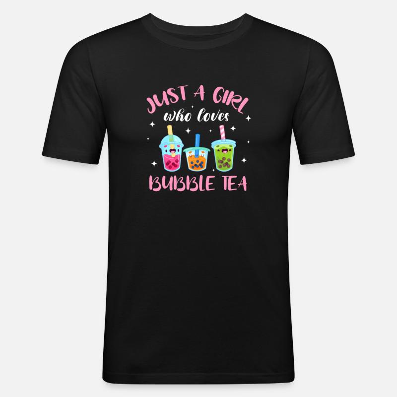 Bubble Tea - Männer Slim Fit T-Shirt - Schwarz