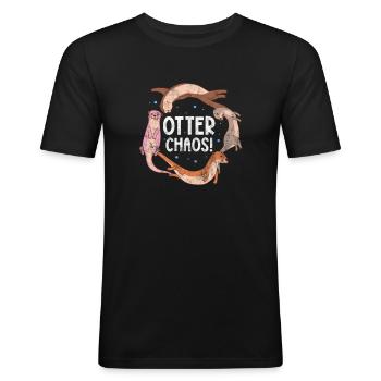 Loutre - T-shirt près du corps Homme - noir - Devant - Nik (191cm)