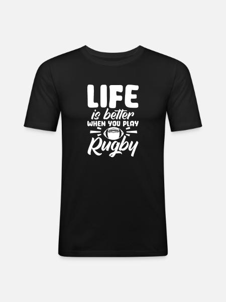 Rugby - Männer Slim Fit T-Shirt - Schwarz