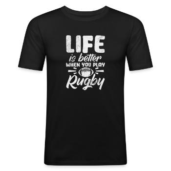 Rugby Club Rugby Team Football Sport Gift - Maglietta aderente da uomo - nero - Fronte - Nik (191cm)
