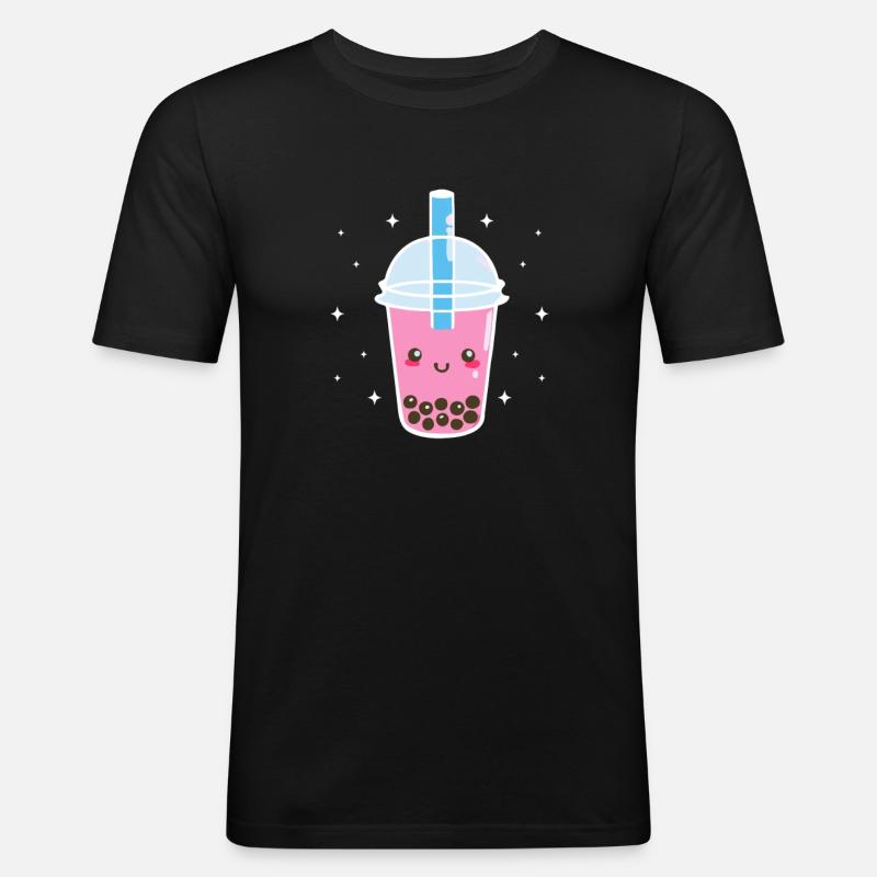 Bubble Tea - Männer Slim Fit T-Shirt - Schwarz