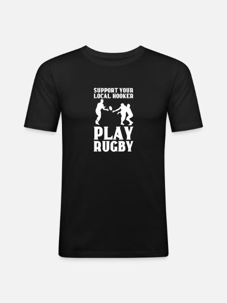 Rugby - Männer Slim Fit T-Shirt - Schwarz