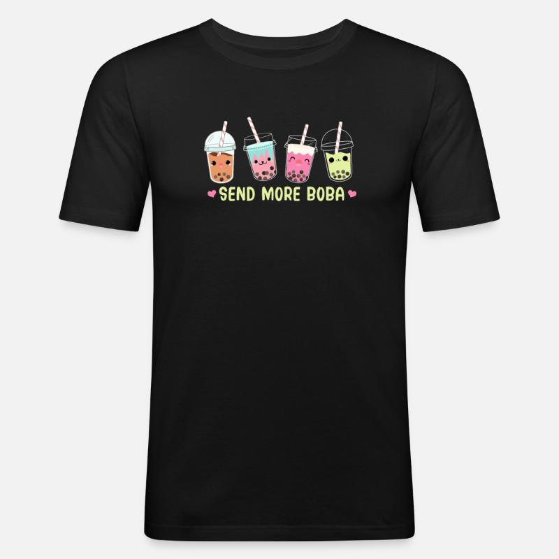 Bubble Tea - Männer Slim Fit T-Shirt - Schwarz