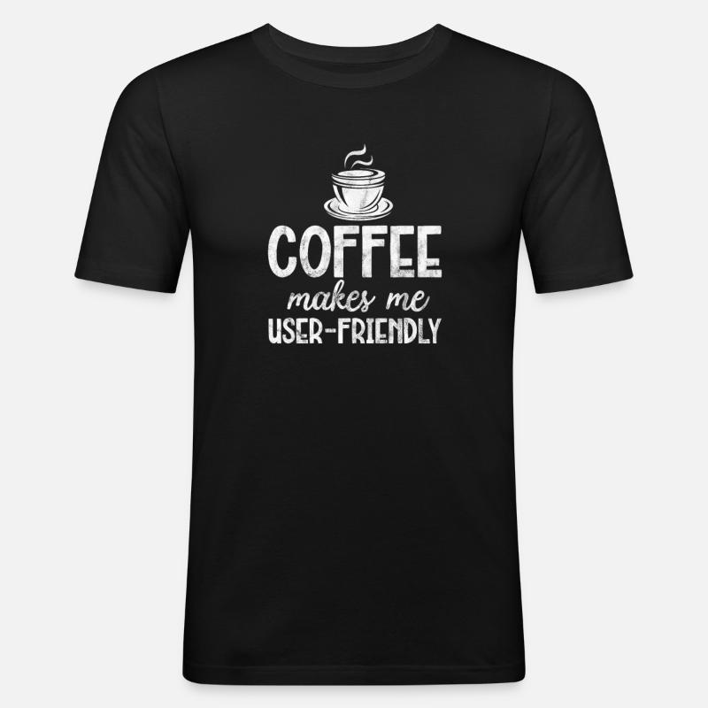 Kaffee - Männer Slim Fit T-Shirt - Schwarz