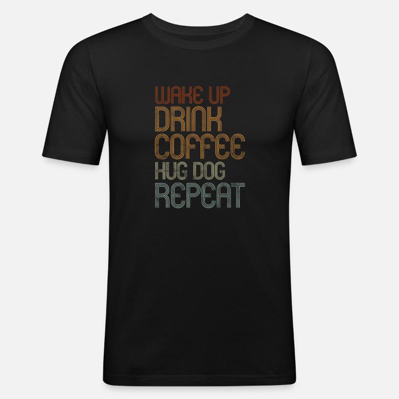 Kaffee Hunde - Männer Slim Fit T-Shirt - Schwarz