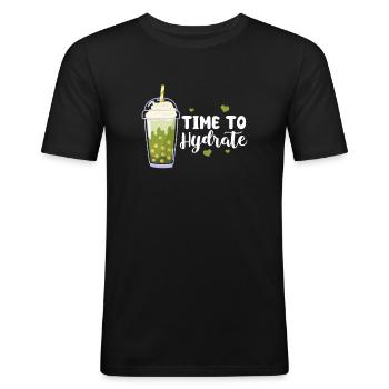 Thé à bulles - T-shirt près du corps Homme - noir - Devant - Nik (191cm)