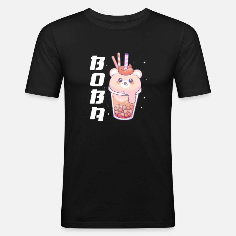 Bubble Tea - Männer Slim Fit T-Shirt - Schwarz