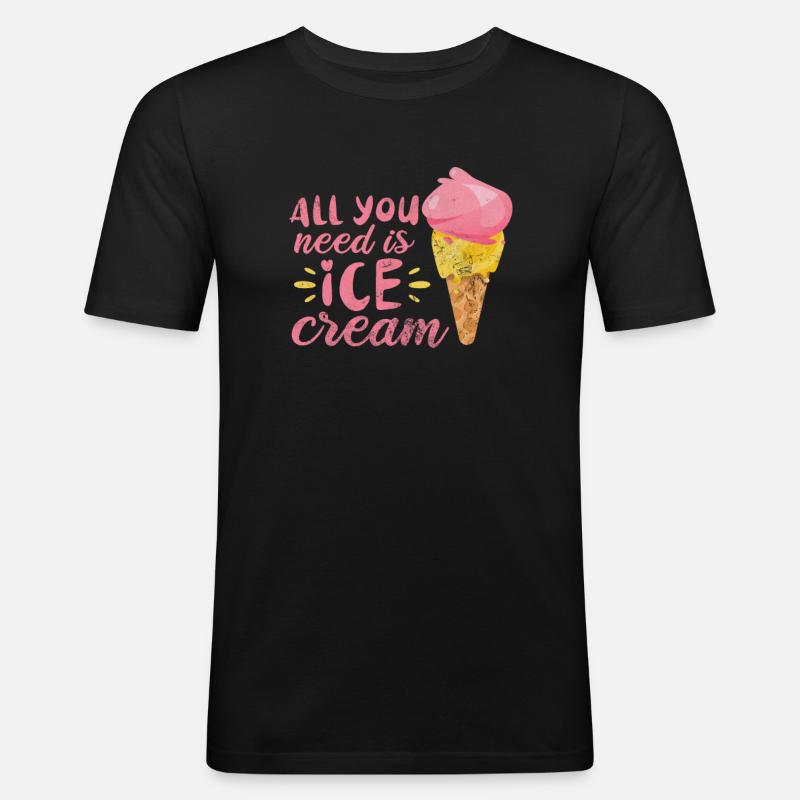 Eiscreme - Männer Slim Fit T-Shirt - Schwarz