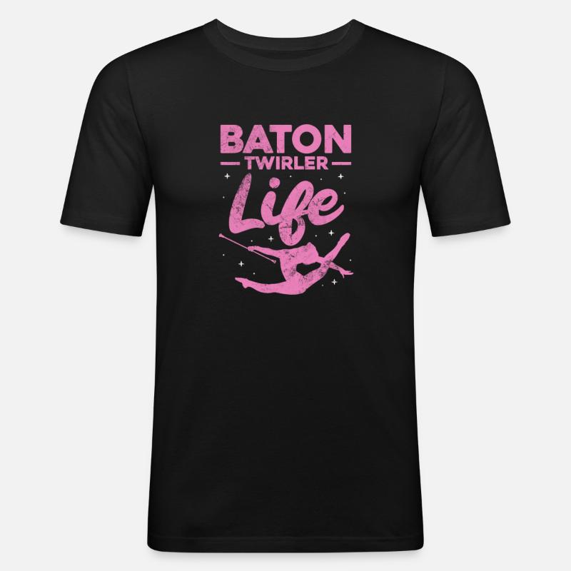 Baton Twirling - Männer Slim Fit T-Shirt - Schwarz