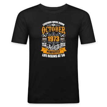 50th birthday - Men's Slim Fit T-Shirt - black - Front - Nik (191cm)