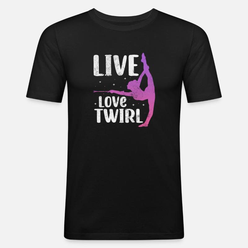 Baton Twirling - Männer Slim Fit T-Shirt - Schwarz