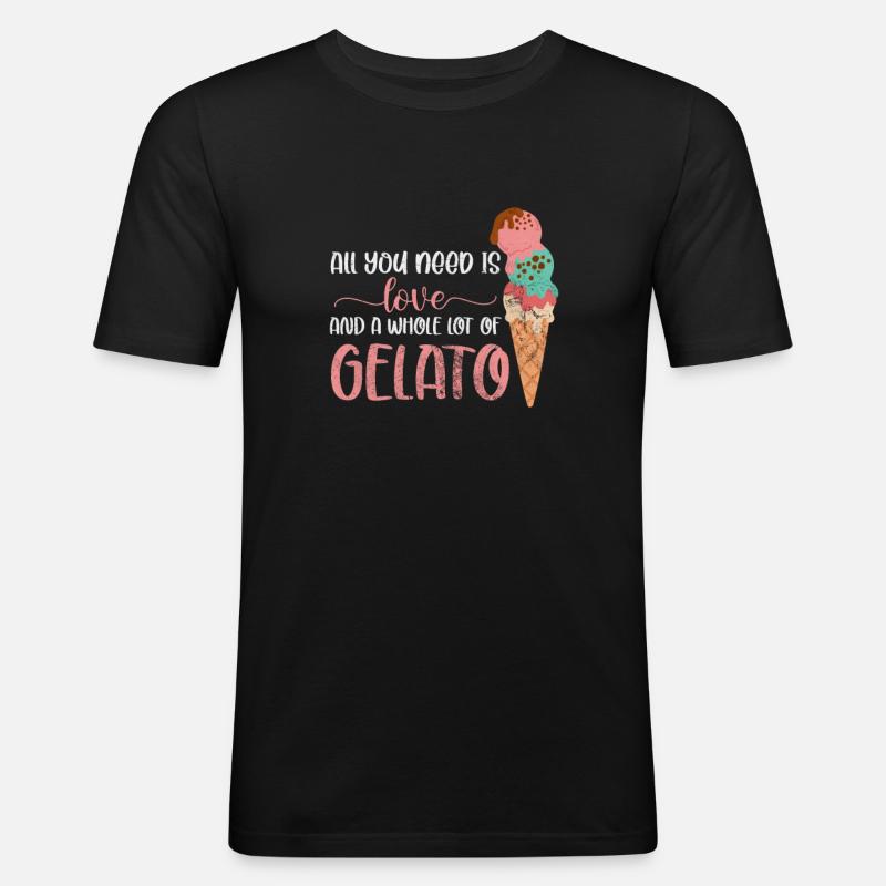 Eiscreme - Männer Slim Fit T-Shirt - Schwarz