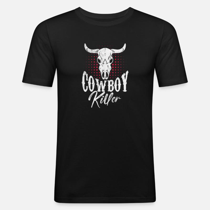Cowboy - Männer Slim Fit T-Shirt - Schwarz