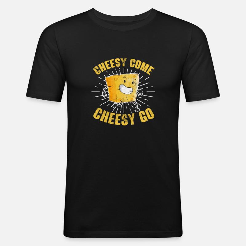 Käse - Männer Slim Fit T-Shirt - Schwarz