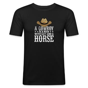 Cowboy - Men's Slim Fit T-Shirt - black - Front - Nik (191cm)