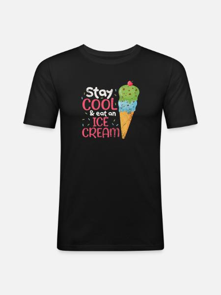 Eiscreme - Männer Slim Fit T-Shirt - Schwarz