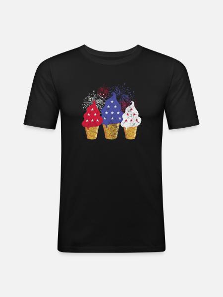 Eiscreme - Männer Slim Fit T-Shirt - Schwarz