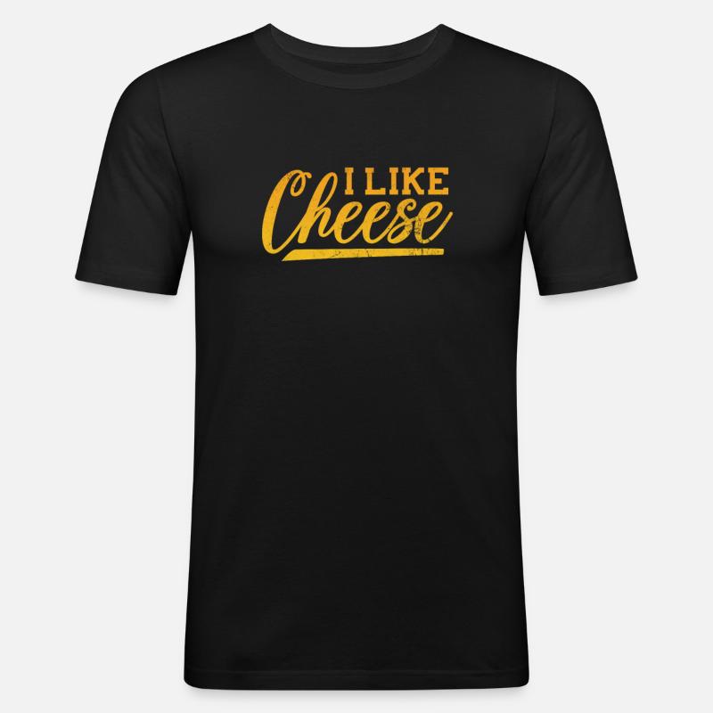 Käse - Männer Slim Fit T-Shirt - Schwarz