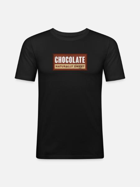 Chocolat - T-shirt près du corps Homme - noir