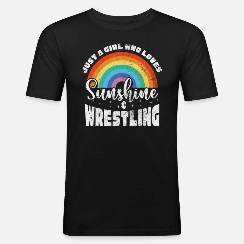 Wrestling - Männer Slim Fit T-Shirt - Schwarz