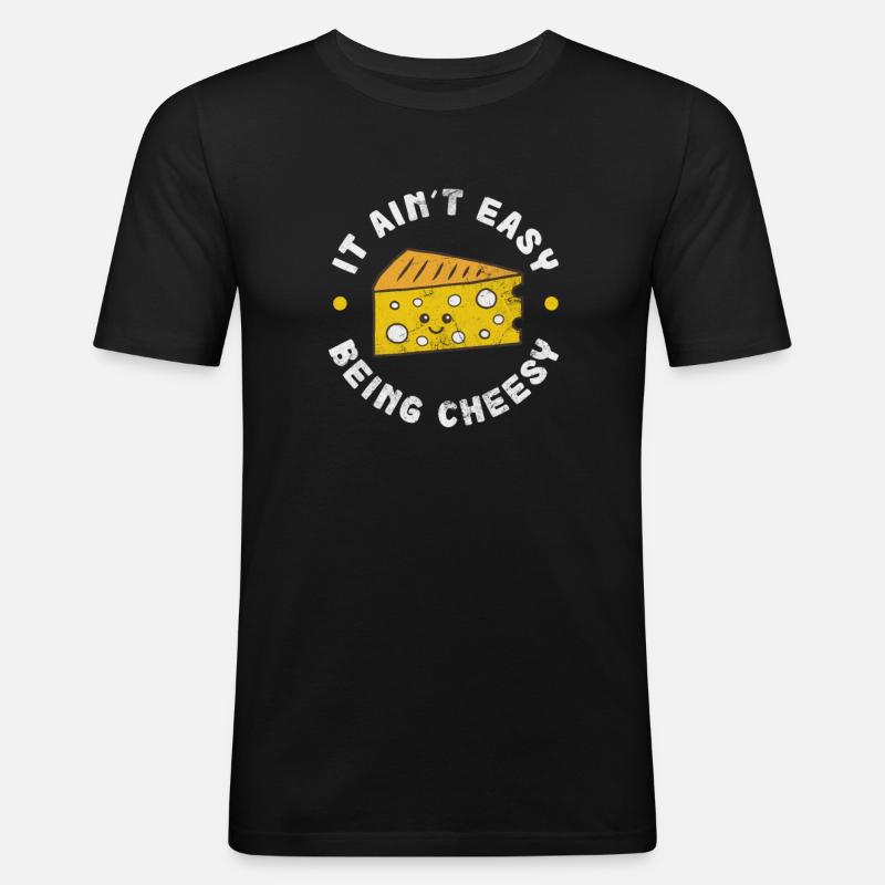Käse - Männer Slim Fit T-Shirt - Schwarz